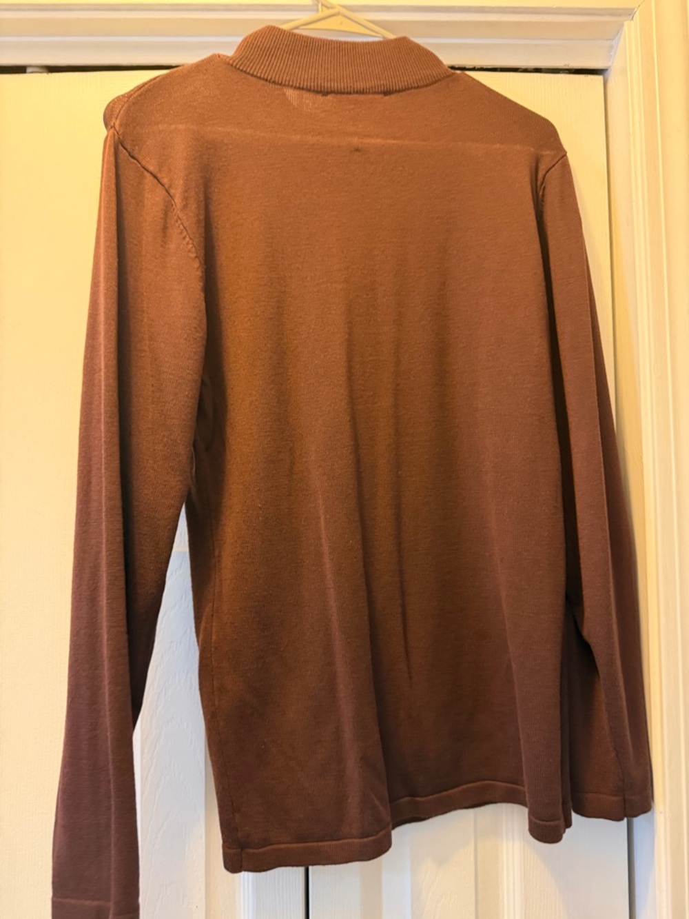 Ashley Stewart Rust-Brown Long Sleeve Ribbed Yoke Top - Picture 4 of 4